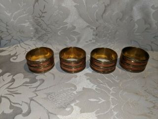 Antique Vintage Brass Copper Napkin Ring Holders Set of 4 2