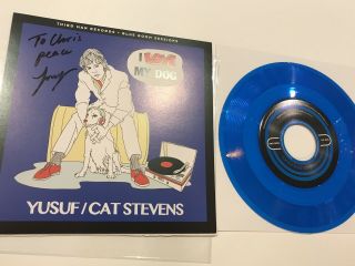 Signed Yusuf / Cat Stevens I Love My Dog Blue Vinyl 7” Third Man