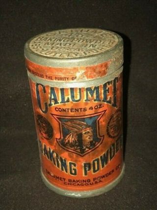 Vintage Antique Calumet Baking Powder Tin Can 4 Oz Chicago Il