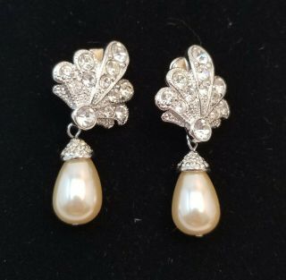 Glam Mvh Earrings Princess Michaela Von Habsburg Crown Jewels Crystal Faux Pearl