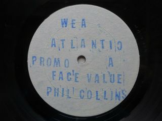 Phil Collins Face Value - Rare White Label Promo Canadian Atlantic Lp - Vg/vg