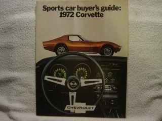 1972 Chevrolet Corvette Vintage Sales Brochure Poster