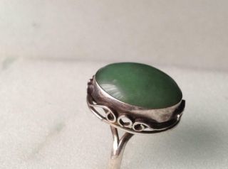 Vintage Russian Sterling Silver 925 Ring Jade,  Women 