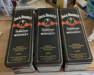 Set Of Three Jack Daniels Quality Tennessee Sour Mash Whiskey Tins.