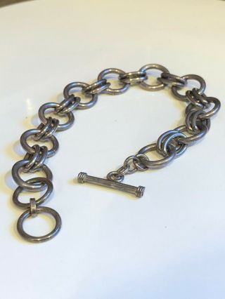 Vintage Sterling Silver.  925 Toggle Clasp Bracelet,  9 Inch