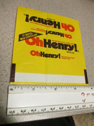 Williamson Candy Bar Company 1980s Oh Henry Wrapper 0.  5oz Bite Fun Size