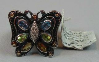 Samuel B.  Sterling Silver And 18k Gold Multi - Gemstone Butterfly Ring