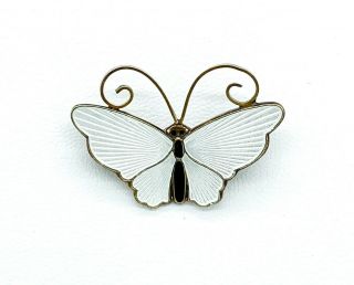 Vintage David Andersen Sterling Silver Guilloche Enamel Butterfly Pin Brooch