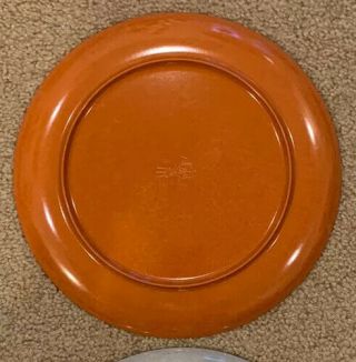 Vintage Mid Century Branchell Aztec Melmac Dinner Plates Rust Orange 2
