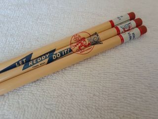 Set of 3 Vintage Unsharpened Pencils Reddy Kilowatt Electric 