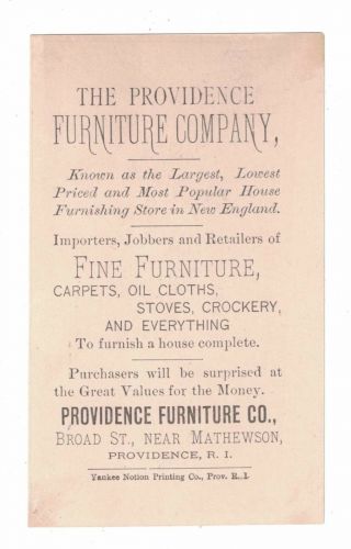 Black Americana Victorian Trade Card Providence Furniture Co 