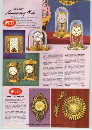 1957 Paper Ad Welby Constellation 400 Day Anniversary Clock Coach Lantern Cuckoo