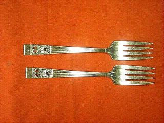 Set Of (2) Oneida Community Coronation Silverplate 6 5/8 " Salad Forks