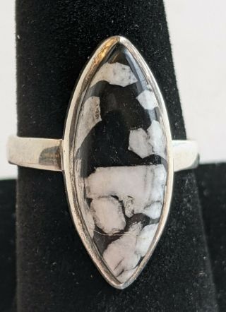 Vintage Sterling Silver White Buffalo Turquoise Ring Southwestern 6g Size 9.  25