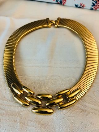 Vintage Estate Signed Givenchy Paris York Gold Tone Chocker Collar Necklace
