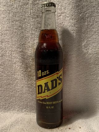Full 10oz Dad’s Root Beer Acl Soda Bottle Chicago,  Illinois Red Dad’s On Neck