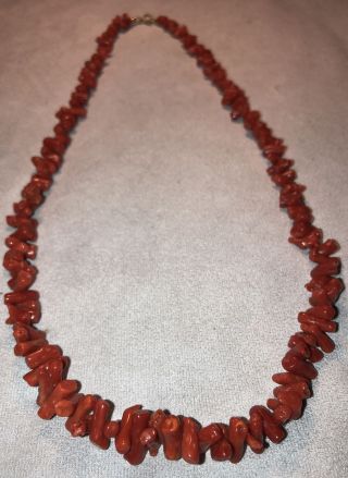Vintage Indian Pawn Natural Red Coral Necklace,  23.  5” Strand,  52 Grams