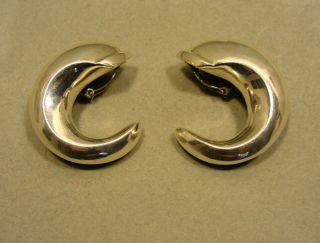 Vintage Patricia Von Musulin Sterling Silver Huge Modernist Hoop Earrings