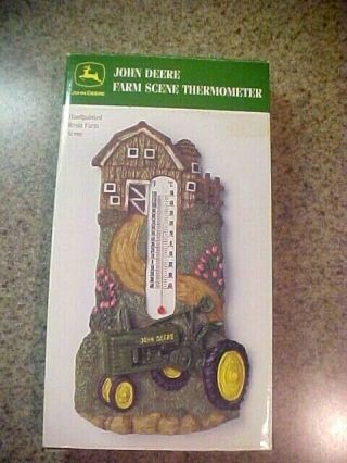 Vintage John Deere Tractor Farm Scene Weather Thermometer.  Fast.