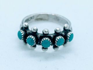 Vintage Sterling Silver 925 Native American Navajo Turquoise Small Pinky Ring