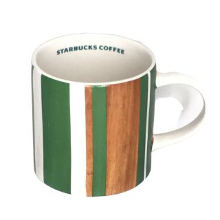 2006 Starbucks Coffee Green,  Wood Grain,  Green Ivory Stripe 16 Oz Mug