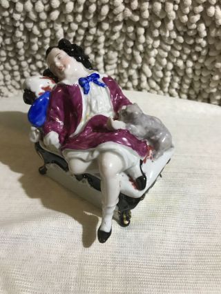 Vintage Girl And Dog On A Couch Butter Dish