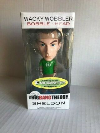 Rare Htf The Big Bang Theory Green Lanterrn Shirt Wacky Wobbler Bobble - Head