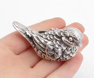 925 Sterling Silver - Vintage Hollow Sculpted Sitting Bird Motif Trinket - Tr1056