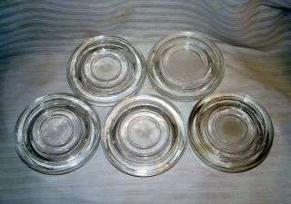 1930 ' s Clear Heavy Glass Furniture Caster Cups Set of 4 Plus 1 2