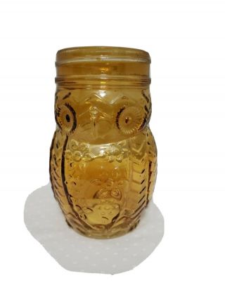 Mid Century Brown Owl Mason Jar