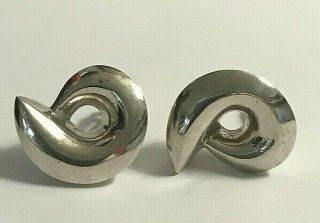 Vintage Modern PATRICIA VON MUSULIN Sterling Silver Clip on EARRINGS 36.  5g 2
