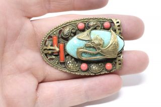 A Rare Antique Art Deco C1930s Max Neiger Coral Converted Chinese Dress Clip