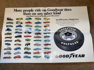 1970 Goodyear Promo Poster: 55 Years Of Tires.  Polyglas Tires.  Staff Car,  Kissel