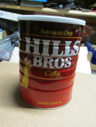 Hills Bros 26oz Coffee Tin Can Empty W Plastic Lid