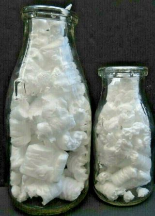 2 Dixie Dairy Glass Embossed Milk Bottles 1 Pint 1 1/2 Pint Gary In Belcher Il