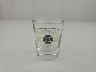 Jack Daniels 1960s Old No 7 Green & Gold Shot Glass " Old Time Sour Mash " Whiskey