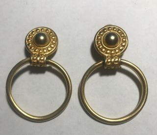 Vintage Big Givenchy Gold Tone Hoop Clip Earrings 2 1/4 "