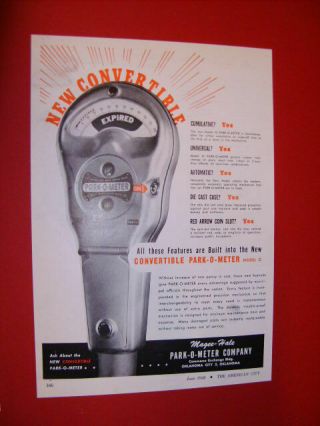 1948 Magee - Hale Convertible Model G Parking Meter Sales Art Ad