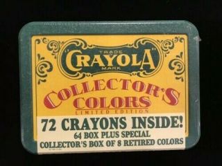 Vintage Crayola Collectors Colors Limited Edition Tin With Crayons 1990