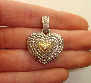 Judith Ripka Diamond 18k Yellow Gold & Sterling Silver Heart Enhancer Pendant