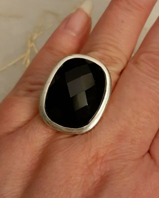 Stephen Dweck Style Large 45ct Black Onyx Sterling Silver Statement Ring Size 8