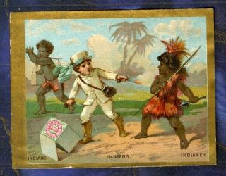 Chromo Huntley & Palmers Indiens Native Colon Meurtre Murder Settler Trade Card