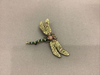 Jay Strongwater Enamel Dragonfly Brooch Pin Swarovski Crystals ? Signed