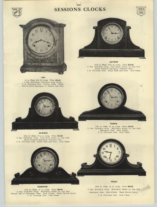 1916 Paper Ad Sessions Clocks Mantel Mahogany Golden Oak