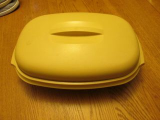 Vintage 3 Pc 1273 - 4 Tupperware Harvest Gold Microwave Steamer Oval Serving Bowl