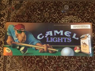 Joe Camel Camel Lights Pool Hall Poster Sign 49”x18” Heavyweight Plastic Stock