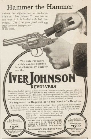 1904 Iver Johnson Arms & Cycle Fitchburg Ma Hammerless Hammer Revolver Ad