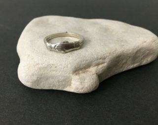 Sterling Silver Fede Gimmel Ring Interlocking Hands Betrothal Friendship 1930s