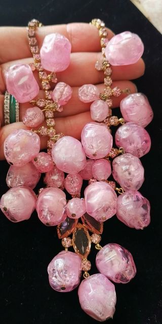 Juliana D&e Book Piece Candy Pink Crystal Sparkle Frosted Bead Dangle Necklace