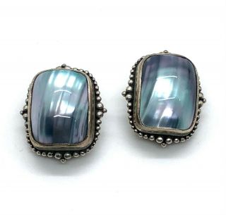 Stephen Dweck Sterling Silver Stud Clip Earrings With Mother Of Pearl Center